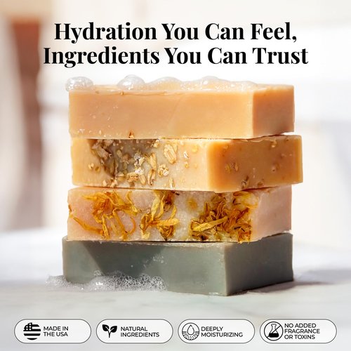 Premium Goat Milk Soap Bars - Dry Skin, Gentle, Organic & Soothing - Hand Made in USA with Real Goat Milk - Large 5 OZ (Pack of 4) - (Variety Pack)