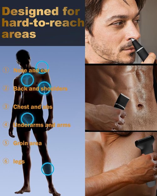 Beard Trimmer for Men,Manscape 3-in-1 Electric Razor Groin Groomer,IPX7 Waterproof Wet/Dry,Versatile Body Hair Trimmer for Ball/Beard/Nose,USB Rechargeable & Nose/Shaves Head,Silver