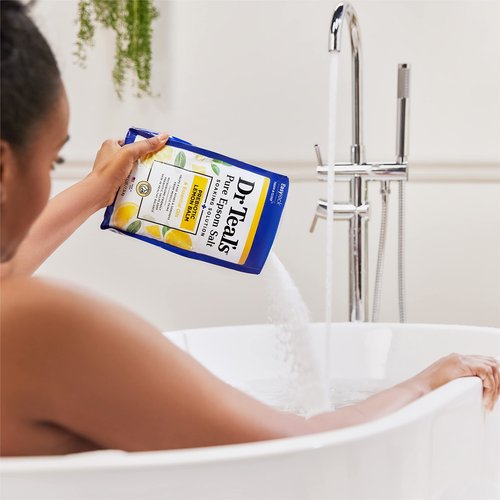 Dr Teal's Pure Epsom Magnesium Salt Soak, Prebiotic Lemon Balm & Essential Oil, 3 lbs (Pack of 4)