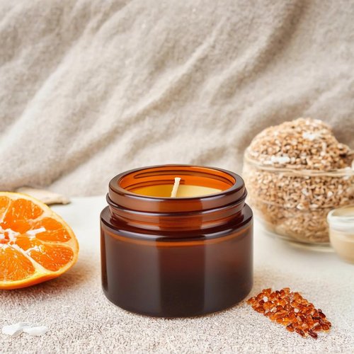 PetalPursuit 2oz Amber Glass Jars with Lids, Cosmetic Jars with Lids, 48 pack