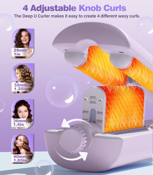 Hair Crimpers and Wavers with Cool Airflow Styling, Beach Waver Curling Iron with 4 Adjustable Curl, Anti-Scald Crimper Hair Tool for Women, 8s Smart Timer, Fast Heating, 100 Million Ions, LCD