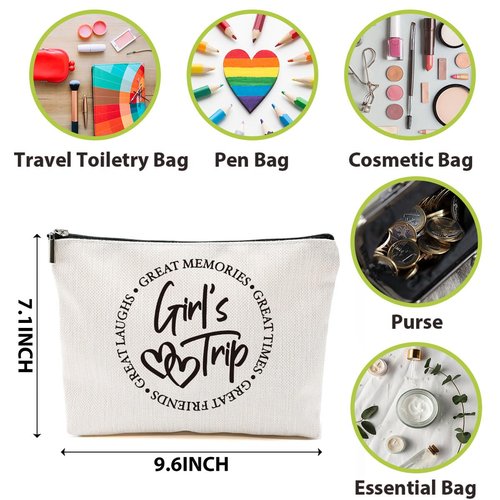 4 Pcs Girls Trip Favors, Girls Weekend Gifts Makeup Bag, Bestie Gifts Weekend Bag Summer Vacation Cosmetic Bag