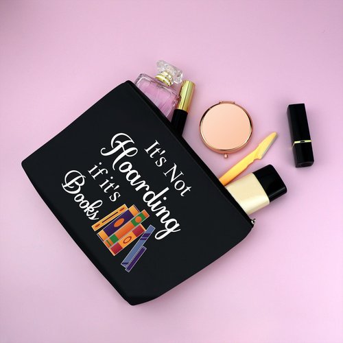Book Lover Gifts Bibliophile Gifts Makeup Bag Reading Book Club Gift for Women Cosmetic Bag Birthday Gift for Reader Girl Book Worm Gift Bookish Gifts Librarian Gifts Travel Cosmetic Pouch（Black）