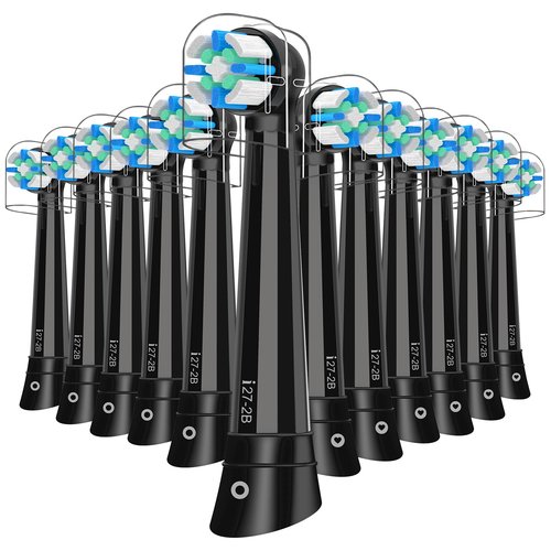 12pcs iO Replacement Heads Compatible with Oral B IO 2/3/4/5/6/7/8/9/10 Series Electric Toothbrush,Compatible with Oral B io Series Toothbrush Heads with Medium Bristles,Black