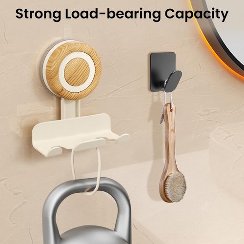 Frstem 2 Pack Razor Holder for Shower,Include 2 Adhesive Hooks&2 Broom Holder Wall Mount,Removable Suction Cup Razor Holder,Suction Cup Shower Hooks for Razor,Towel, Shaver Holder for Bathroom Wall