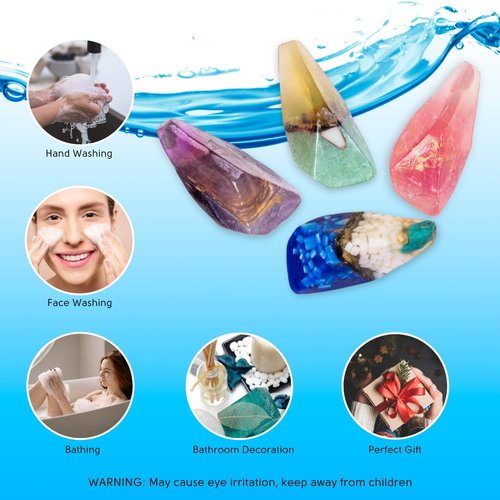 Earth & Home Rock Soap - Soap Rocks - Gemstone Soaps with Real Crystals inside – Decorative Crystal Soap with Natural Fragrance- Moisturizing & Scented Soap Gift for Women