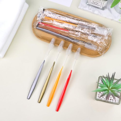 HQSLsund 200pcs Prepasted Disposable Toothbrushes Bulk Individually Wrapped Pre Pasted Soft Bristle Tooth Brush Set Travel Toothbrushes for Homeless Gift Hotel Camping Travel