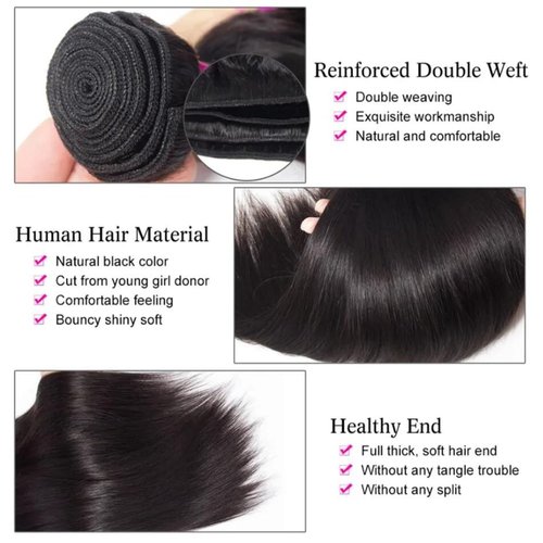 RLNNRS Straight Bundles Human Hair 18 Inch 1 Bundles 10A Brazilian 100% Unprocessed Virgin Human Hair Weave Bundles Human Hair Extensions Natural Color