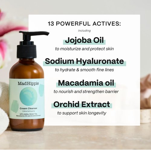 Mad Hippie Cream Cleanser 2-Pack – Gentle Formula with Hyaluronic Acid, Jojoba Oil & Green Tea, Skin Barrier Protection, 4 Oz Ea
