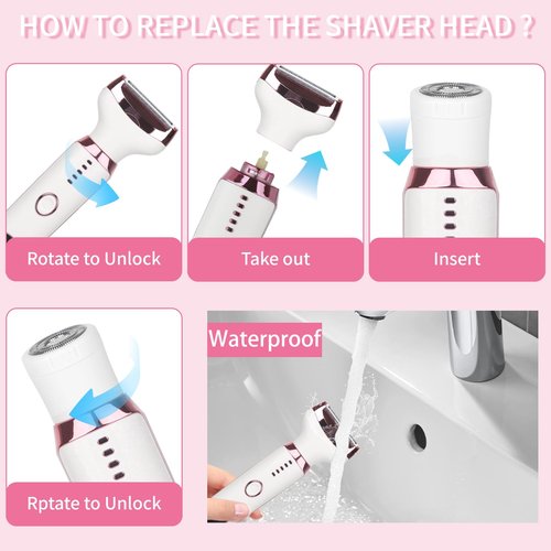 Beanify Wet & Dry Electric Razorfor Women Men,4 in 1 Rechargeable Led Display Electric Shaver and Facial Hair Remover,Painless Ladies Body Razors for Nose Face Body Leg Bikini Arm Hair