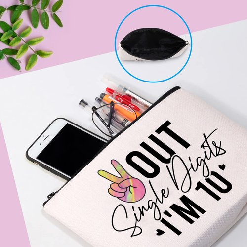 GJTIM Tenth Birthday Gift Double Digit Birthday Gift Peace Out Single Digits I’m 10 Makeup Bag (Out Single Bag)