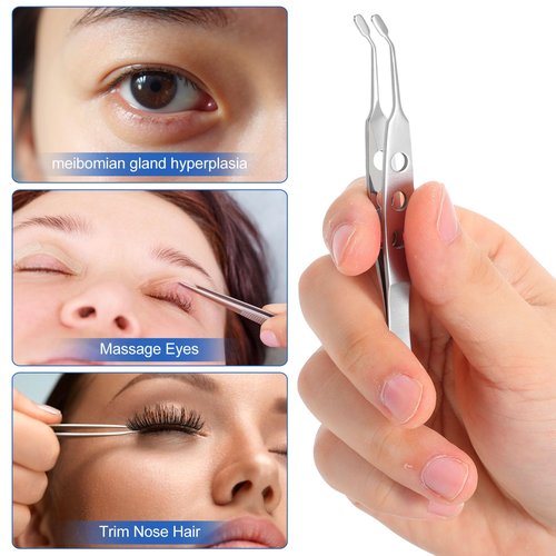 iplusmile Meibomian Gland Expressor & Eyelid Massage Tweezers Tool - Stainless Steel Forceps for Dry Eye Stye Relief, Eye Gland Care