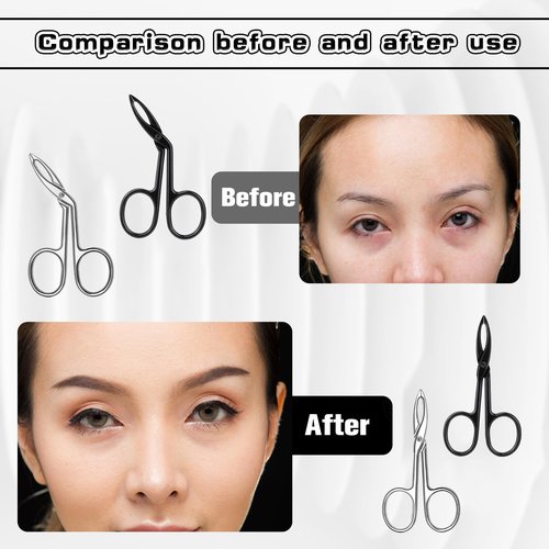 4 Pieces Eyebrow Tweezers Scissor Handle Flat Straight Tip Brow Scissors Remover Facial Hair Eyebrows Stainless Steel Eyebrow Facial Remover Brow Tweezers for Women Men(Black&Silver)