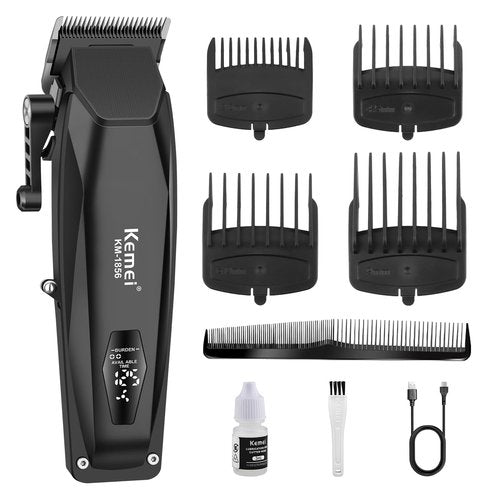 KEMEI KM-1856 Professional Hair Clipper for Men Cordless Hair Cutting Kits, Hair & Beard Trimmer, Adjustable Blade Barber Clippers with USB Rechargeable, Gift for Men