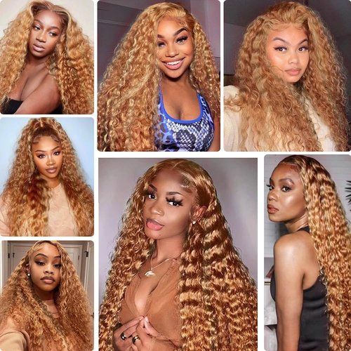 Color 27 Human Hair Bundles 27/30 Water Wave Bundles 12 12 12 Inch Huxowax Unprocessed Virgin Remy Hair Extensions Light Brown Color