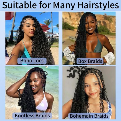 Human Braiding Hair for Boho Braids 18inch 100% human hair Water Wave Bulk Braiding Knotless No Weft Curly Bundles Human Hair Wet and Wavy Micro Hair Extensions Bulk 2 Bundles 100g hair Natural Color