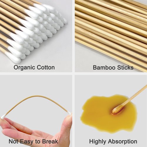 400pcs Dual-Ended Cotton Swabs, 6 Inch Extra Long Cotton Swabs with Bamboo Sticks, Lint-Free Tips for Makeup, Cleaning, Crafts, Electronics, Personal Hygiene & Gun Maintenance