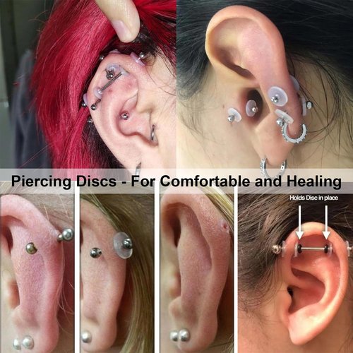Piercing Kit - Judero 66Pcs Piercing Kit Includes Mixed 50Pcs Ear Nose Piercing 12G 14G 16G 18G 20G Hollow 6Pcs Piercing Discs 6Pcs Clean Tools 4Pcs Gloves for Ear Nose Navel Nipple Lip Tongue Piercing Tools