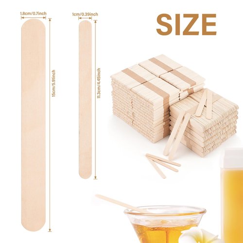 EWVVSS 2 Style 2000 Pcs Wax Sticks for Hair Removal Splinter-Free Wooden Waxing Sticks Large Wax Applicator Sticks Wax Stick for Body and Face, Craft Sticks,Popsicle Sticks, 6-Inch & 4.5-Inch