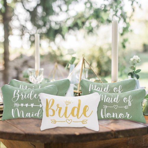 Whaline 8Pcs Bridesmaids Makeup Bags Wedding Bridal Cosmetic Canvas Organizer Bag Sage Green Maid of Honor Zipper Cosmetic Pouch for Women Wedding Bridal Shower Party Favor Supplies