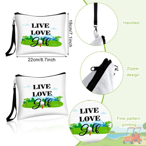 Shinylin 24 Pcs Golf Gift Bag Golf Cosmetic Bags Golf Accessories for Women Men Inspirational Golf Pouch Zipper Golf Toiletry Organizer Golf Wristlet Wallet for Golf Player Golf Lovers Gift,12 Style