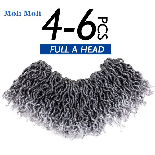 Moli Moli 144 Strands 7 Inch Grey Curly Locs Crochet Hair Short Goddess Faux Locs For Women (Tgray)
