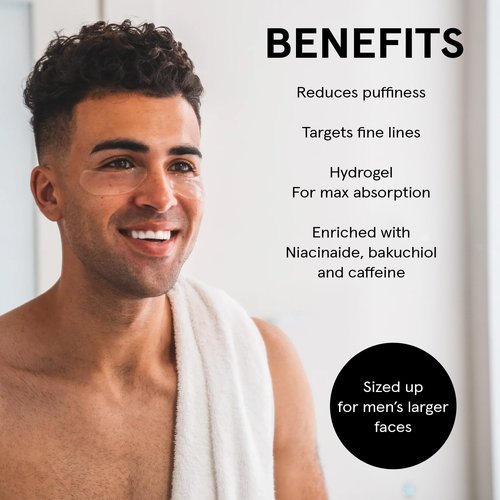 BRO MASK Under Eye Patches for Men with Hydrogel (6 pairs) - Anti-Aging Korean Eye Masks for Dark Circles and Puffiness- Puffy Under Eye Treatment - Perfect Skin Care Stocking Stuffers for Men