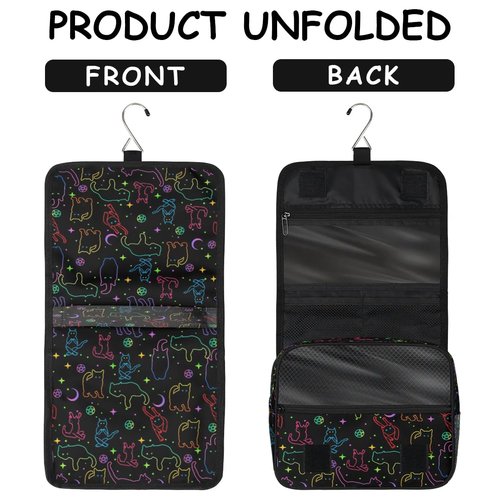 lakefvgk Black Cats Hanging Toiletry Bag, Spacious Travel Toiletry Bag for Women Men, Cosmetic Bags for Women, Travel Makeup Bag Suitable for Business, Camping, and Fitness