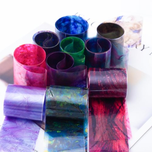 JERCLITY 10 Rolls Marbling Nail Foil Transfer Sticker Kit Nail Foil Sheets Foil Nail Art Decals Marbled Nail Foil Transfer Stickers Foil Nail Wraps for Foil Nail Art(Style-1)