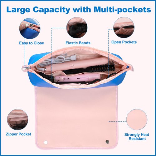 Sadnyy Hair Tools Travel Bag and Heat Resistant Mat 2-in-1 Hot Hair Tools Organizer for Curling Flat Irons Straighteners Portable Hairstylist Travel Bag Women Haircare Accessories, 16.1''x5.1''x4.3''