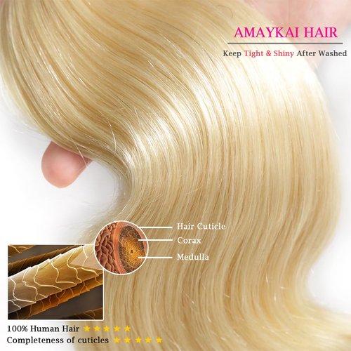 613 Frontal Body Wave 13x4 Transparent HD Lace Closure 100% Brazilian Ear To Ear Blonde Human Hair Frontal Free Part Pre Plucked with Baby Hair Bleached Knots 14 Inch