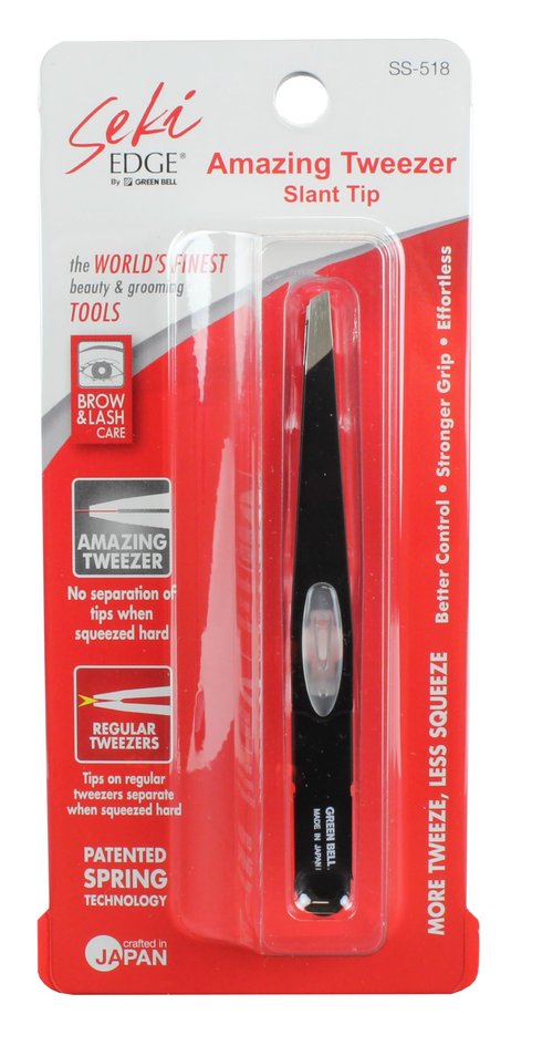 SEKI EDGE SS-518 Amazing Tweezer - Slant Tip Stainless Steel Black