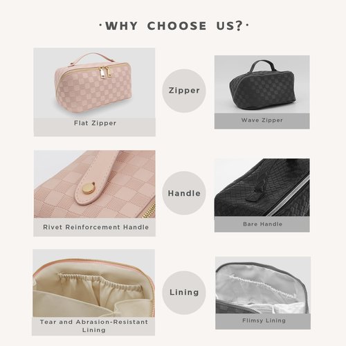 JINYIBAGS Travel Makeup Bag – Large Cosmetic Organizer with Waterproof PU Leather, Smooth Double Zipper & Tear-Resistant Lining, Toiletry Pouch for Women (Pink)
