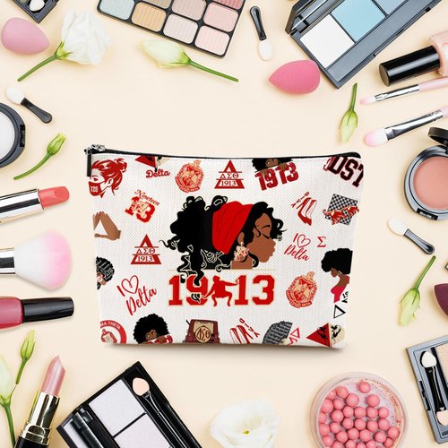 LONGXIN Sorority Gifts for Women Make up Bag Paraphernal Gifts Delta Cosmetic Bag Gift Makeup Zipper Pouch Bag