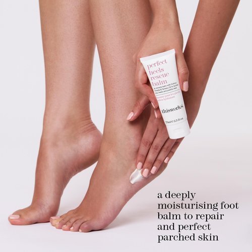 THISWORKS Perfect Heels Rescue Balm: A Natural Vegan Formula to Nourish, Repair and Moisturise with Cotton Thistle, Lemon and Lavender Essential Oils, Silicone Free, 75ml
