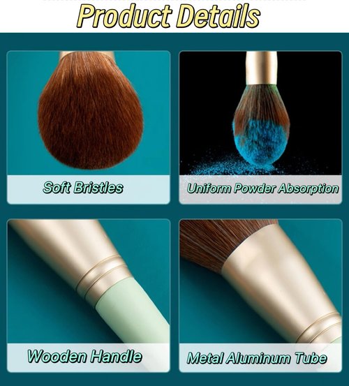 Unfovi 14 Pcs Makeup Brush Set, Cosmetic Brushes for Foundation, Concealer, Eyeshadow, Blush, Powder & Contouring, Professional Beauty Makeup Tools for Women & Beginners(Mint Green)