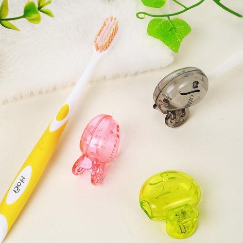 Uralili 4 Pack Toothbrush Protector Caps: Portable Dustproof Brush Head Covers for Travel & Home Use - Universal Fit for Electric & Manual Brushes (Blue, Black, Pink, Yellow)