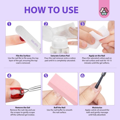 SAVILAND Nail Polish Remover Kit: 2 Pcs 250 ML Gel Nail Polish Remover Safe Removal Gel Remover with Cuticle Oil Removal Tools for Gel Polish Acrylic Dip Powder Salon Home Use