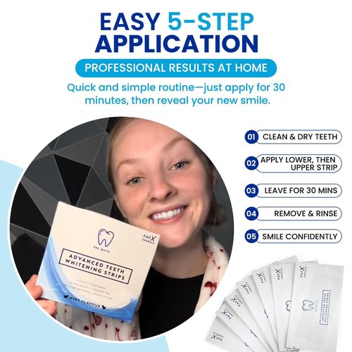 Pro White Advanced Whitening Strips - Teeth Strips with Fresh Mint Flavor- Whitening Strips With 28 Applications for Easy Daily Use - Refresh Your Smile with Fast Acting Teeth Whitening Strips- 2 pack