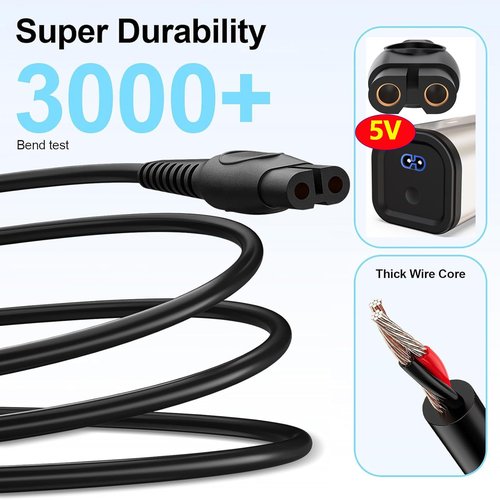 5V Shaver Charger Cord Compatible with Philips Norelco OneBlade One Blade QP2724 QP2834 S7887 S5880 MG5910 MG7900 MG7910 MG9510 MG9520 PQ888 PQ889 BRL136 BT3230 Shaver AC Adapter Power Supply