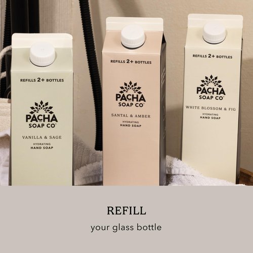 Pacha Soap Co. Liquid Hand Soap Glass Bottles - Santal & Amber, Hydrating & Moisturizing Formula with Clean Ingredients, Paraben, sulfate, and Dye Free, Made in the USA, 2-Pack (12.5 fl oz Each)