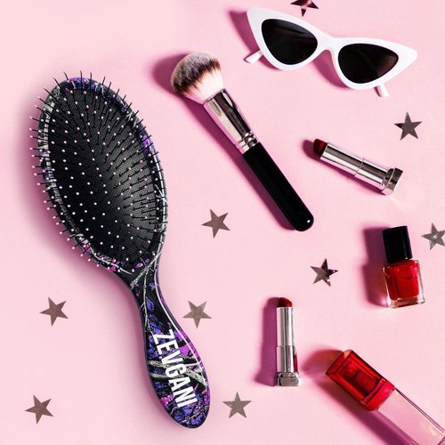 ZEVGANI Detangling Brush Ultra-Soft Bristles for Women & Kids Hair Detangler Smoothing Brush for Thick Curly Thin Long Short Wet or Dry Hair, MuddyGirl (Pink-Purple-Black)