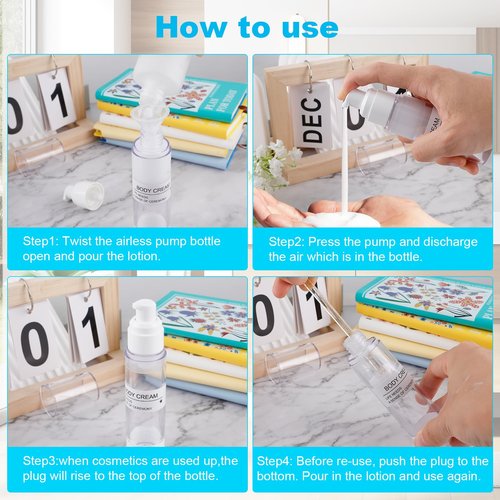 30 Pack TSA Approved Skincare Empty Travel Bottles, 1.7/1/0.7/0.34oz Refillable Travel Size Containers, Leak-Proof Toiletry Bottles for Skincare and Creams, Lotion, Eye Cream, Liquid, Foundation