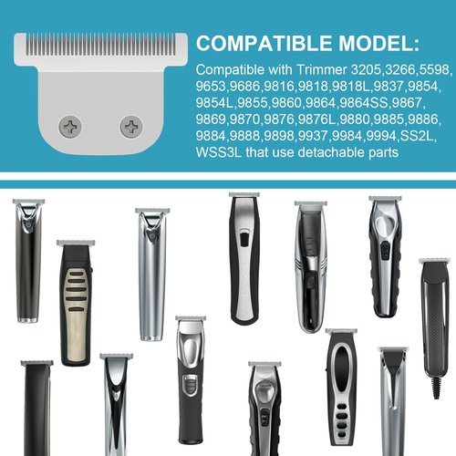 T-Blade Detachable Replacement blades Compatible with Wahl Trimmers 9864.9864SS.9686.9818A.9854L.9876L.9854 WSS3L.SS2L etc,2 PACK