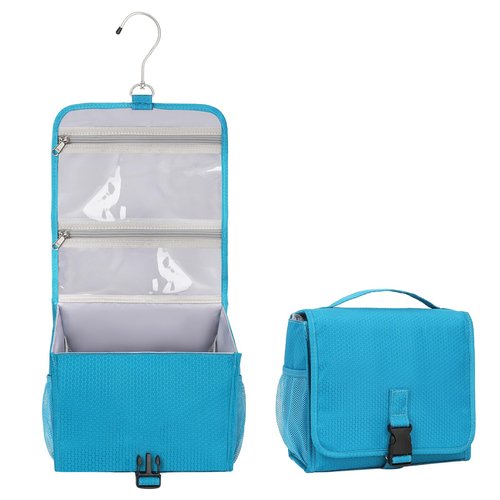Relavel Hanging Toiletry Bag for Women and Men, Small Travel Bag for Girls Compact Size with Multiple Compartments Waterproof Travel Kit Wash Bag Makeup Storage Organizer Gym Shower Bag Blue