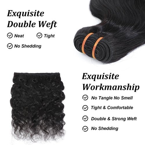16A Raw Body Wave Human Hair Bundles Human Hair 100% Unprocessed Brazilian Boutique Virgin Hair Extensions,Double Wefts,Triple Lifespan (Body Wave 1 Bundle, 16 inch)