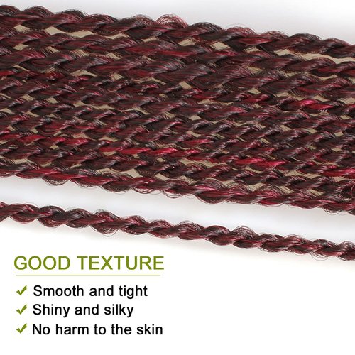 ZRQ 8 Packs 34 Inch Senegalese Twist Crochet Hair Red Small Crochet Twist Braids Burgundy Micro Synthetic Crotchet Braiding Hair For Black Women 40strands/pack(34"8packs,Tbug#)