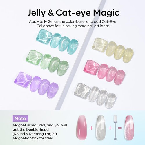 modelones Chameleon Gel Nail Polish Set- 6 Colors+ 6 Colors Silver Cat Eye & Jelly Gel Polish