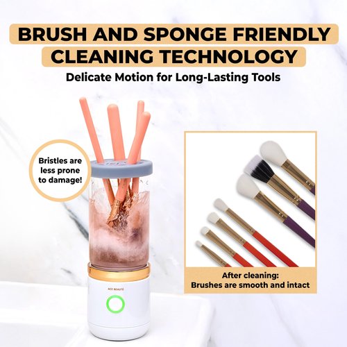 Ace Beauté Premium Electric Makeup Brush Cleaner Machine, Automatic Sponge and Make Up Brush Cleaner, Rechargeable and Efficient Deep Cleaning Tool for Beauty Enthusiasts and Professionals