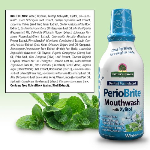 Nature's Answer Periobrite Wintermint All-Natural Mouthwash Promotes Healthy Teeth & Gums, Fights Bad Breath Flouride-Free 16oz (2 Pack)